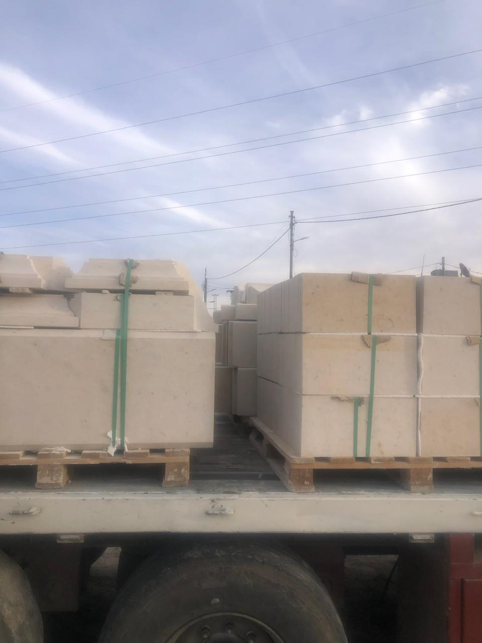 Stone packaged for delivery
