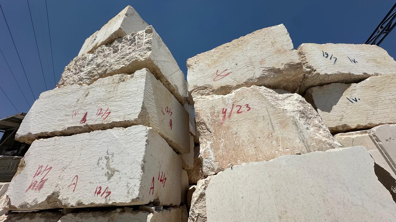 Raw limestone blocks